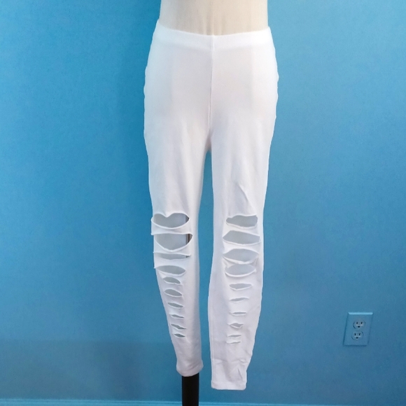 Zenana XL or L handmade torn 80's Style leggings - Picture 2 of 7